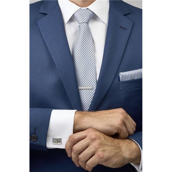 Premium Men’s Gift Tie Set Silky Necktie Pocket Squares Tie Clips Cufflinks - Picture 5 of 8